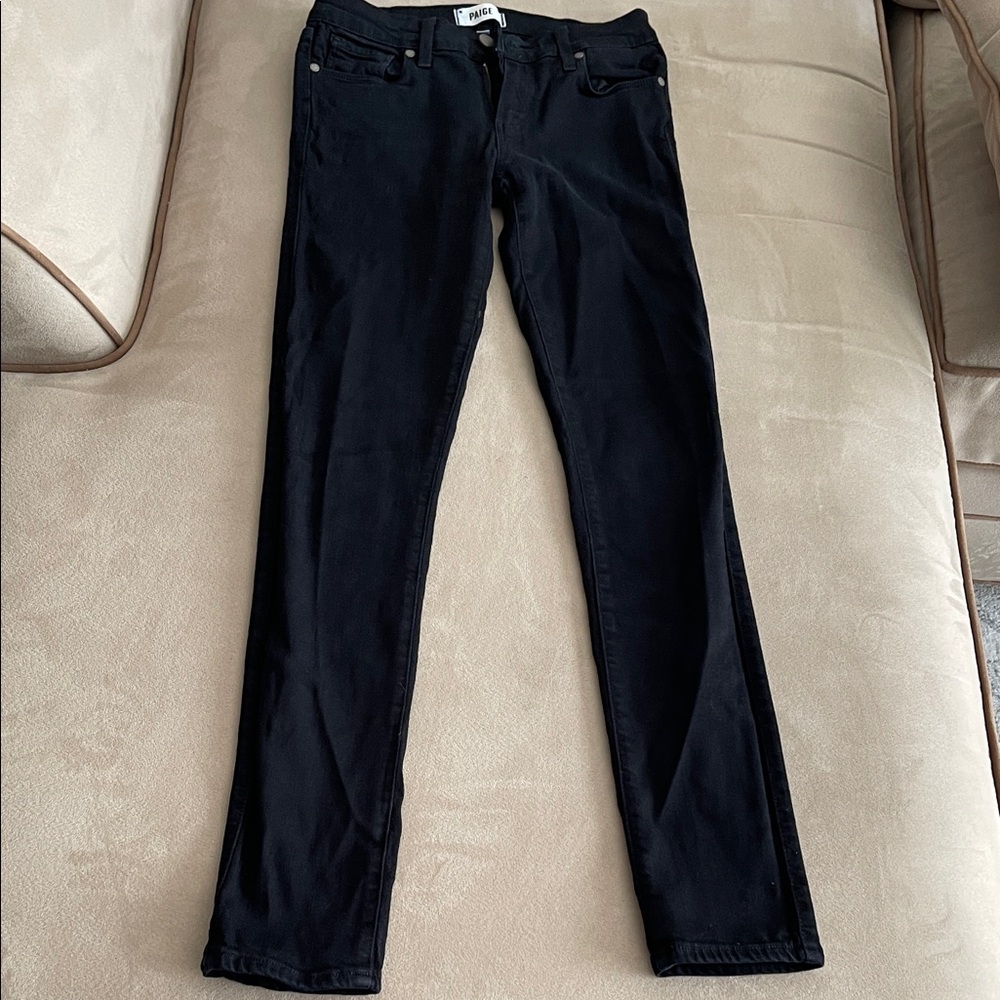 PAIGE Black Straight-Leg Jeans